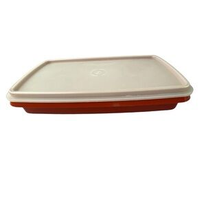 Vintage Tupperware 816 Paprika Deli Meat Keeper Red Rust Rectangle 9x5x2 Inches
